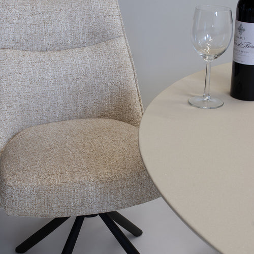 DÉJA Living Eetkamerstoel Meau - Beige/Zwart - Draaibaar - Set van 2