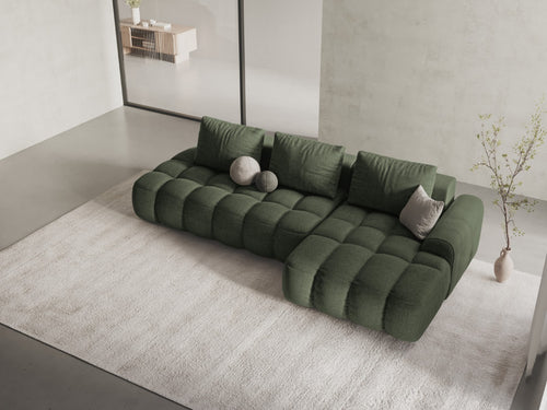 Cosmopolitan Design Converteerbare hoekbank rechts met opbergdoos Linz 3-zits, structurele stof donker olijfgroen - 142x275x84cm