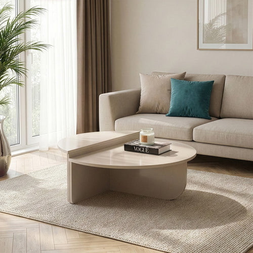 Calicosy - ORION Set van 2 salontafels - Licht hout - 90x90x35 cm