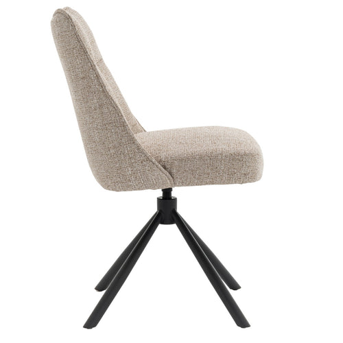 DÉJA Living Eetkamerstoel Meau - Beige/Zwart - Draaibaar - Set van 2