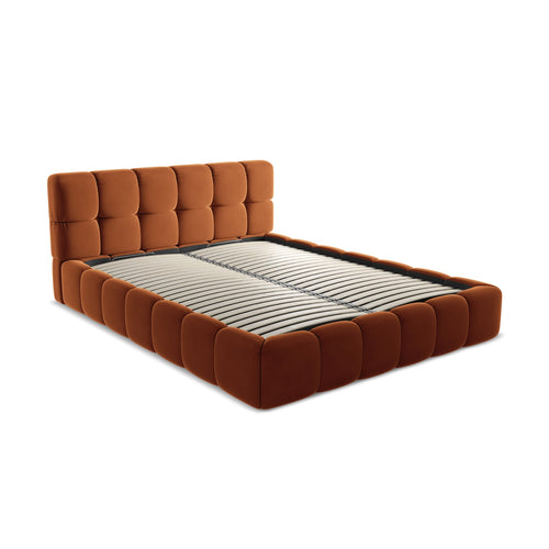 LaMiaSofa Bed met opbergruimte Roma - velours - terracotta - 180x228x82