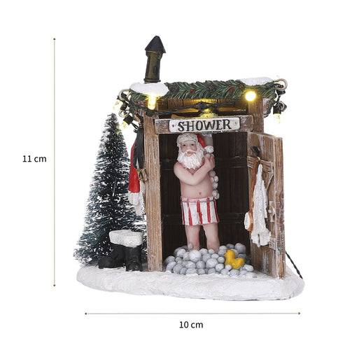 Luville Kerstdorp Miniatuur Naakte Kerstman - Kerstversiering voor je Kerstdorp - Kerst Decoratie voor Binnen - Guirlande met Lampjes en Warm Witte