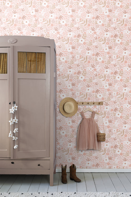 ESTAhome behang bloemetjes licht roze - 50 x 900 cm - 131065 - vtwonen shop