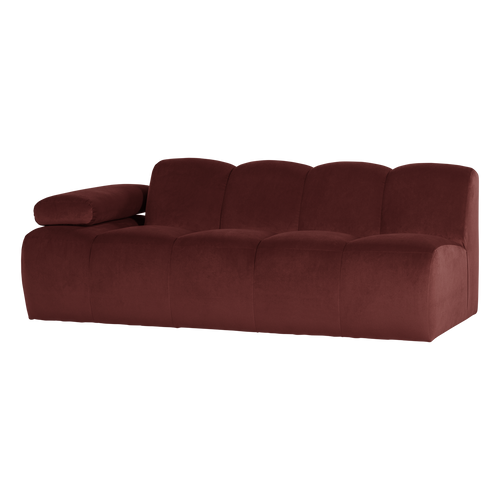 WOOOD 2-zits bank arm links Mojo - Velvet - Kastanjebruin - 74x204x97