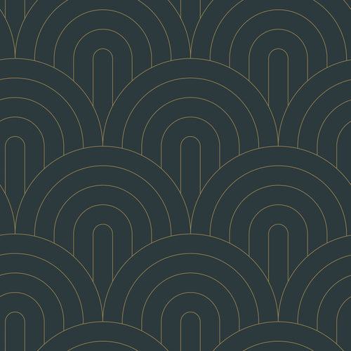 ESTAhome behang art deco motief donkerblauw - 53 cm x 10.05 m - 139743 - vtwonen shop