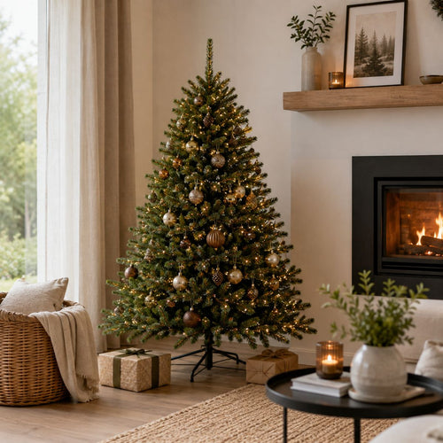 Black Box Trees Toronto Kunstkerstboom Deluxe - Kerstboom H155 x Ø114 cm - met Witte Naaldtips en PVC Naalden - Kerstversiering voor Binnen -