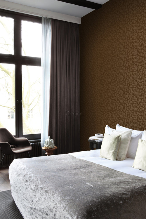 Origin Wallcoverings behang bloemen bruin en glanzend goud - 53 cm x 10,05 m - 345439 - vtwonen shop