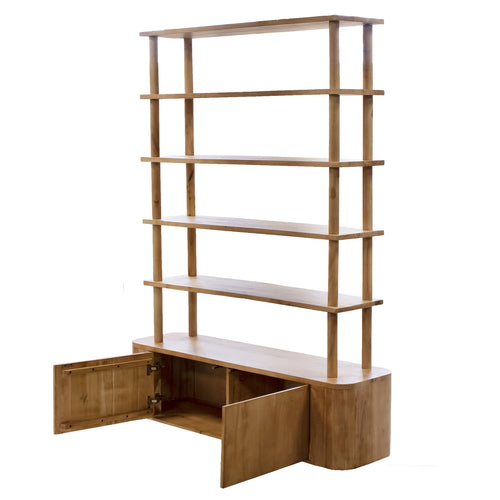 Giga Meubel Wandkast Leco - Mangohout - Naturel - 160x40x210cm - vtwonen shop