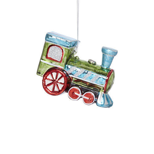 Sia Deco Kersthanger Locomotief - rood en groen - glas - L11 - vtwonen shop