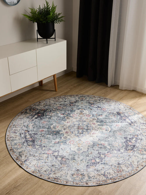 benuta wasbaar vloerkleed George - blauw - ø 160 cm