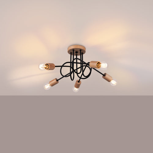 Sollux Lighting Kroonluchter EMBER 5 zwart - 15x61x26cm