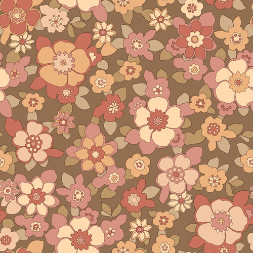 ESTAhome behang retro bloemen rood en bruin - 50 x 900 cm - 131530 - vtwonen shop