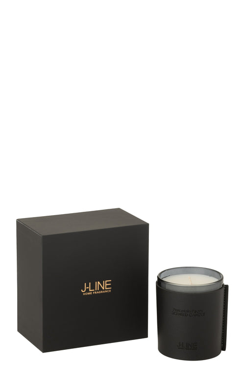 J-Line geurkaars Leder - Black Diamond - glas - zwart - 40U