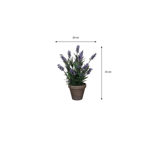 Mica Decorations Lavendel Kunstplant in Bloempot Stan - H33 x Ø20 cm - Blauw