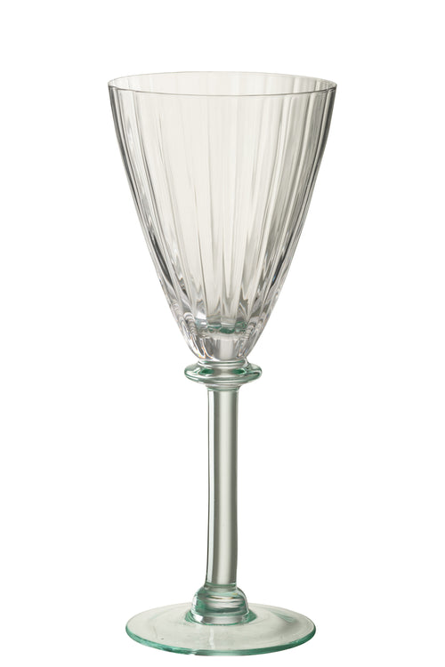 J-Line wijnglas Gestreept - glas - transparant/lichtgroen