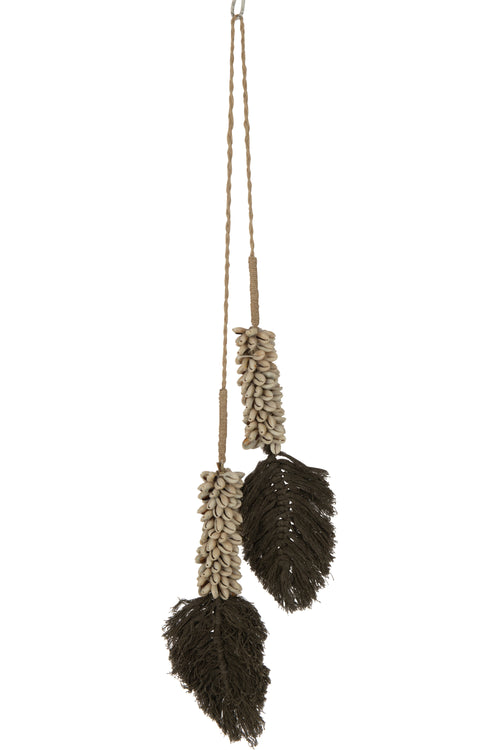 J-Line hanger Schelpen + Katoen - textiel - donkerbruin/naturel