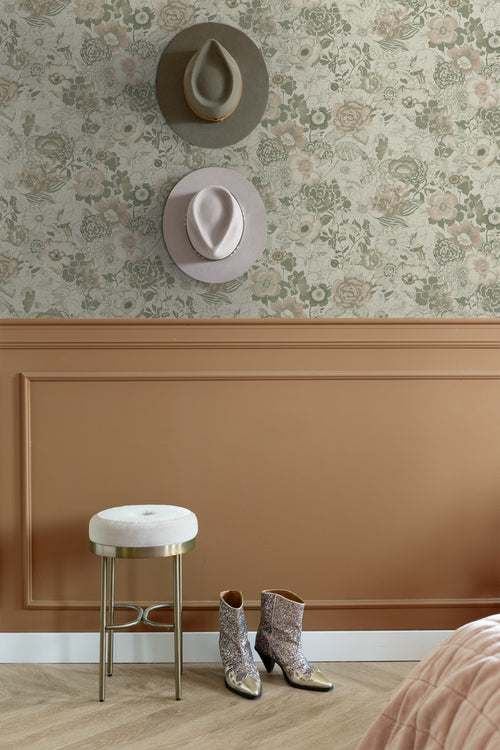 ESTAhome behang vintage bloemen vergrijsd groen - 50 x 900 cm - 139765 - vtwonen shop