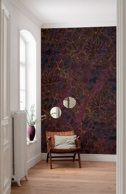 Sanders & Sanders fotobehang lotus paars en bordeaux rood - 200 x 280 cm - 611824 - vtwonen shop