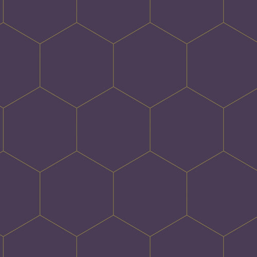 ESTAhome behang hexagon donker paars en goud - 53 cm x 10.05 m - 139575