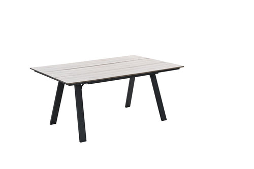 Nevada dining tafel - 205x100 cm - carbon black - light teak Vironwood - vtwonen shop