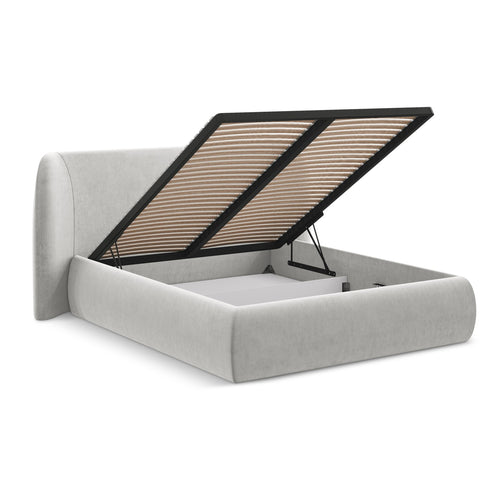 LaMiaSofa Bed met opbergruimte Trieste - velours - zilver - 190x215x110