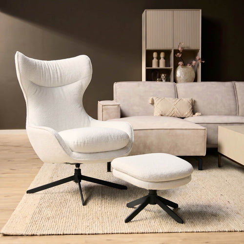 Starfurn Fauteuil Olivia - Off White Stof - 77x85x108cm
