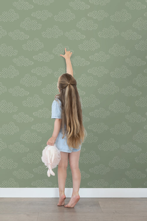 ESTAhome behang wolkjes groen - 50 x 900 cm - 131223 - vtwonen shop