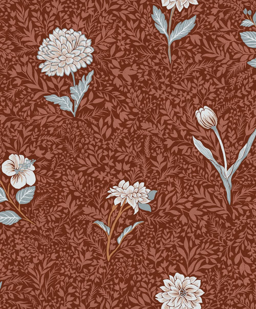Masureel behang bloemen terracotta - 53 cm x 10.05 m - 632011 - vtwonen shop