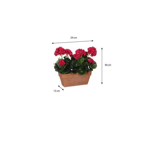Mica Decorations Geranium Kunstplant in Balkonbak - L29 x B13 x H40 cm - Donkerroze