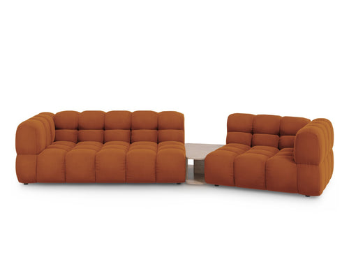 Cosmopolitan Design Rechte modulaire bank Sky 3-zits, flueel, terracotta - 148x353x70cm