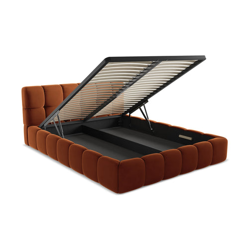 LaMiaSofa Bed met opbergruimte Roma - velours - terracotta - 180x228x82