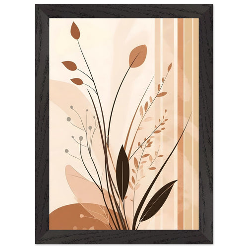 Artfulprints Poster met Lijst Boho – Warm bouquet   - A4 21x29.7 cm - Bruin