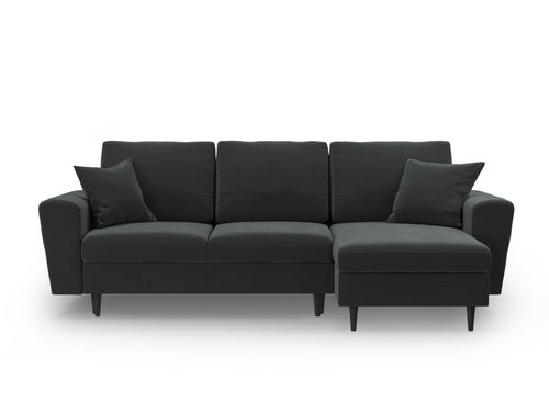Cosmopolitan Design Omkeerbare converteerbare hoekbank met opbergdoos Kyoto 4-zits, flueel donkergrijs - 145x241x88cm