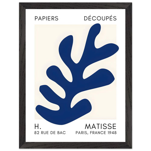 Artfulprints Poster met Lijst Matisse – Ocean petals navy blue II   - 30x40 cm - Blauw