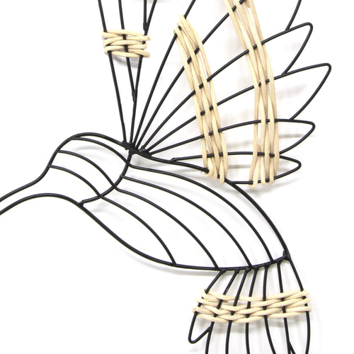 Art for the Home Metal Art - Kolibrie met Rotan - Zwart - 36x26cm - vtwonen shop