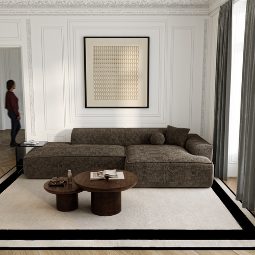 Premium Interiors - Rechthoekige hoekbank HANA - fluweel weefsel expresso bruin 260cm