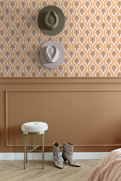 ESTAhome behang vintage bloemen oranje en beige - 50 x 900 cm - 131737