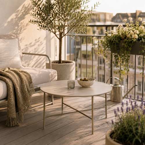 Lisomme Mila metalen tuin salontafel grijs - Ø 70 cm
