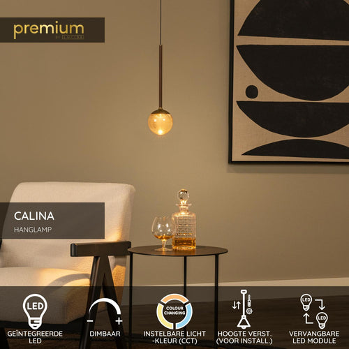 Lucide hanglamp CALINA - Geïntegreerde LED - Koffie