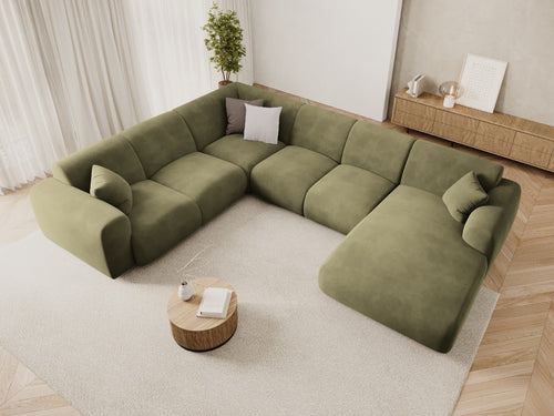 Cosmopolitan Design Panoramische hoekbank links Nolio 6-zits, flueel lichtgroen - 252x342x72cm