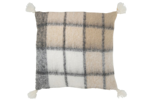 J-Line kussen Pompom - polyester - beige