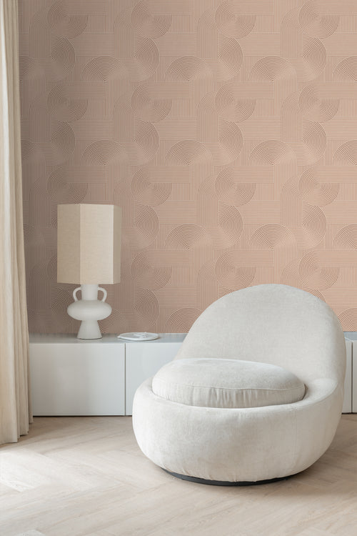 Origin Wallcoverings behang grafisch 3D motief terracotta roze - 53 cm x 10.05 m - 348017