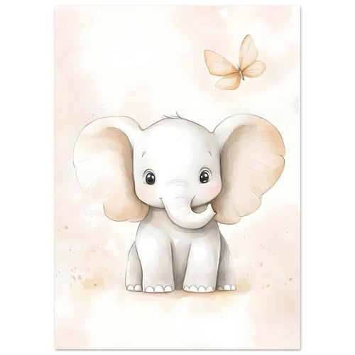 Artfulprints  Olifant met vlinder   poster 50x70 cm - vtwonen shop