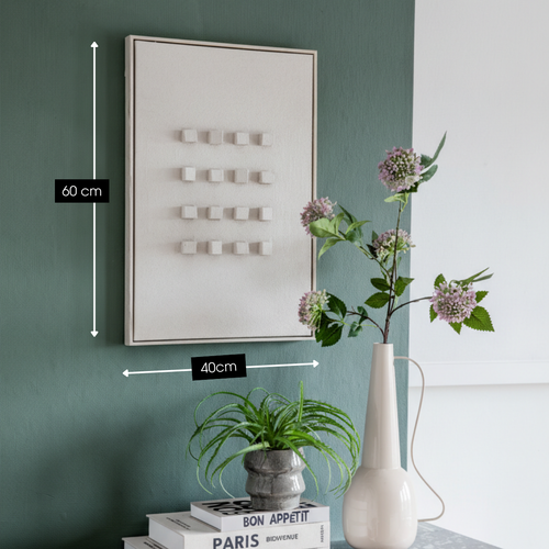Mica Decorations Wanddecoratie - Wandpaneel Abstracte Kunst 60 x 40 x 3 cm - Woondecoratie voor Woonkamer of Slaapkamer - Off-white
