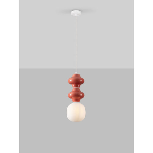 Nova Luce CLIO Slanke hanglamp voor aan het plafond, rood, mat wit, E14 fitting, 1x5W