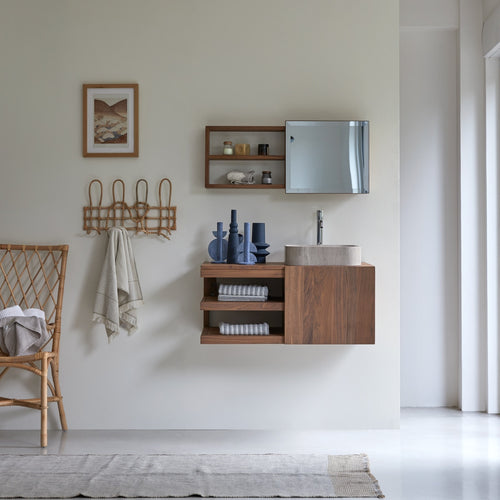 Tikamoon Badmeubel van massief notenhout 90 cm - Donkerbruin - vtwonen shop