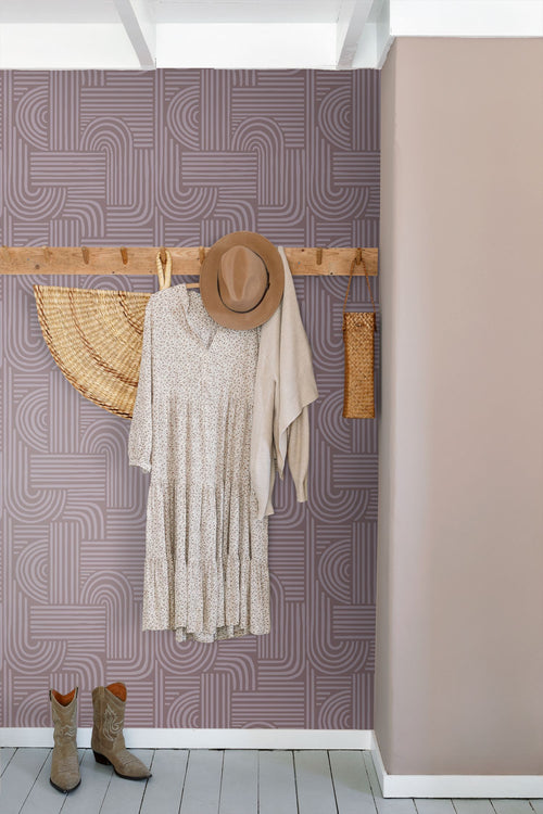 ESTAhome behang grafisch 3D motief mauve paars - 50 x 900 cm - 131487