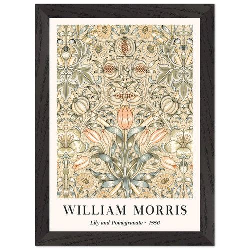 Artfulprints Poster met Lijst William Morris - Lily and pomegranate 1886   - A4 21x29.7 cm - Groen