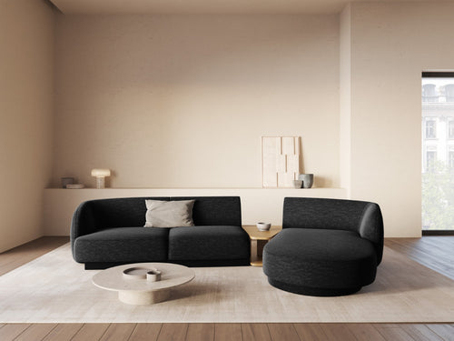 Micadoni Rechte modulaire bank Miley 3-zits, structurele stof antraciet - 178x303x70cm