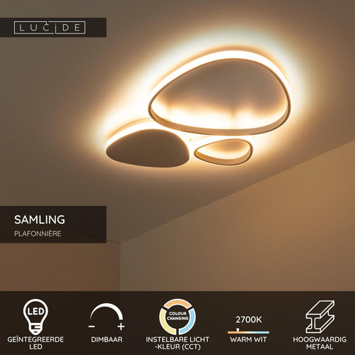 Lucide plafonnière SAMLING - Geïntegreerde LED - Taupe